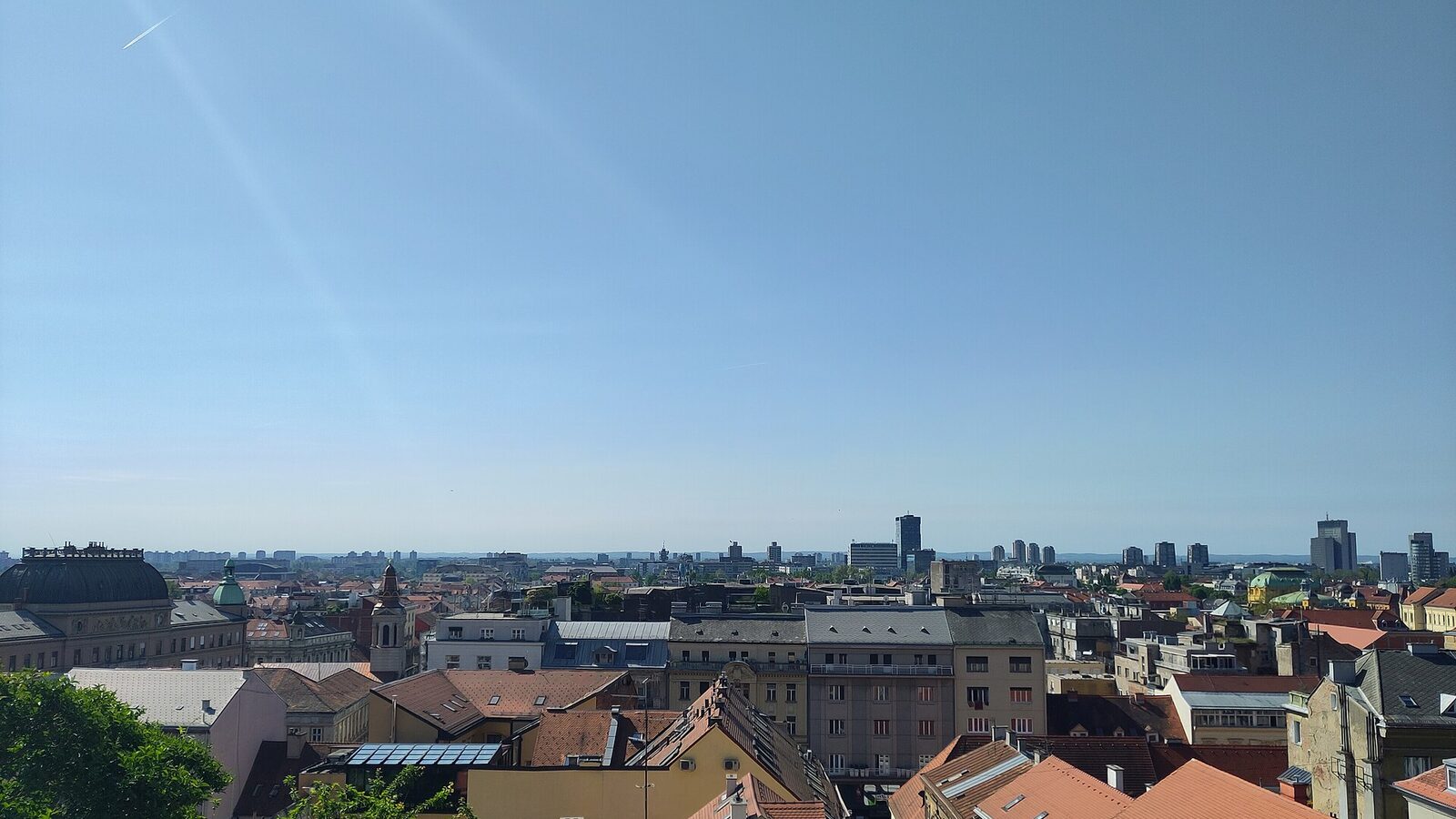 Zagreb seen from the top of the old town funicular