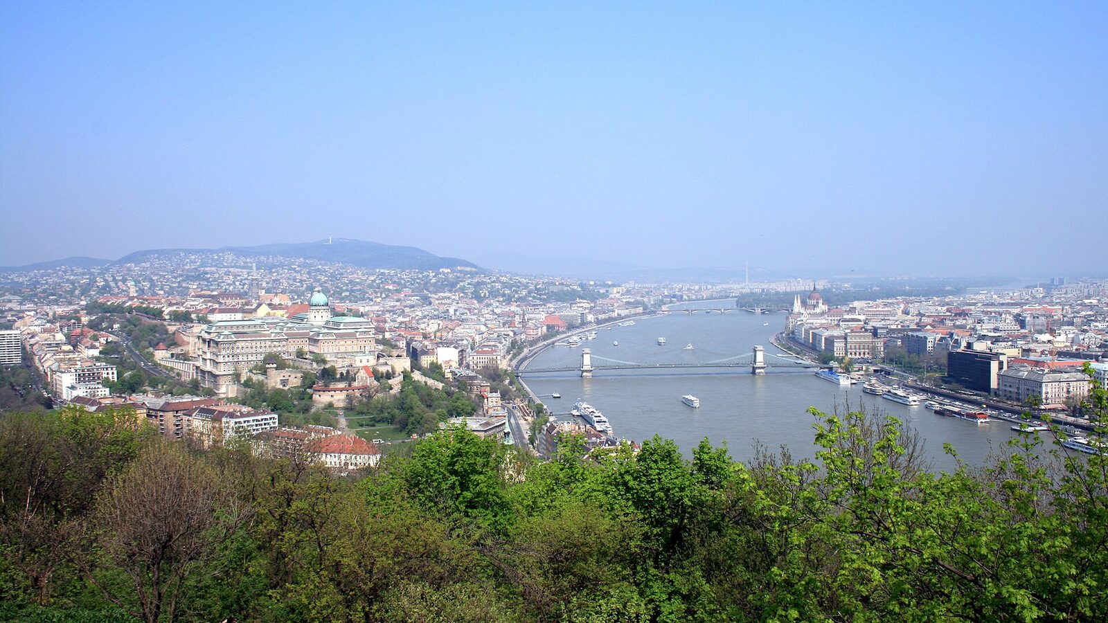 Wiev on Danube river from Gellért Hill , Budapest, Hungary