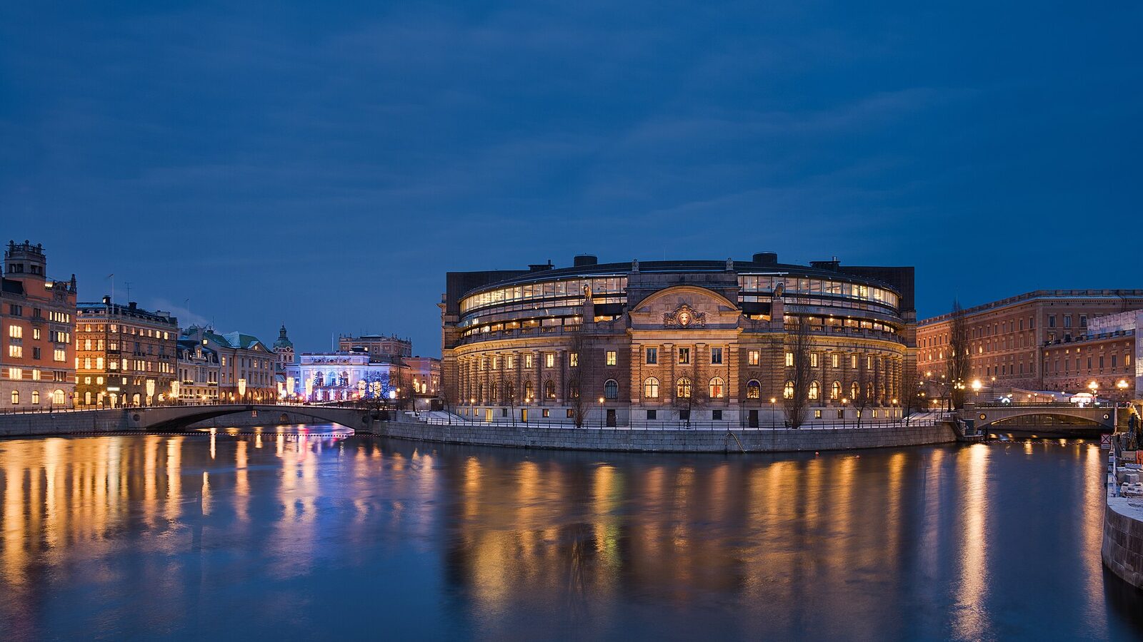 Riksdagshuset (Parliament House) in Stockholm, with the Kungliga Operan (Royal Swedish Opera) in the background