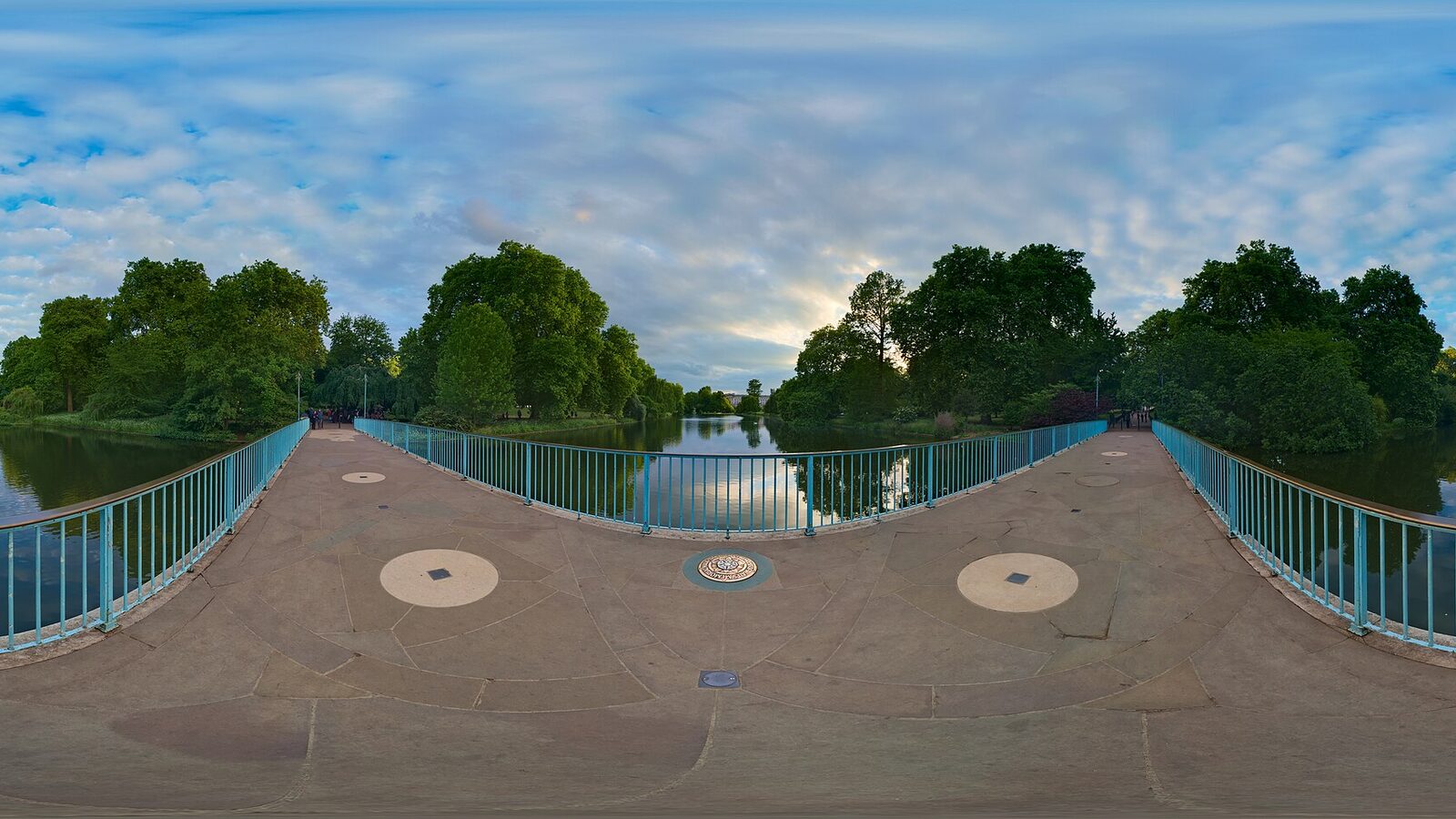 Spherical panorama Blue Bridge St James Park