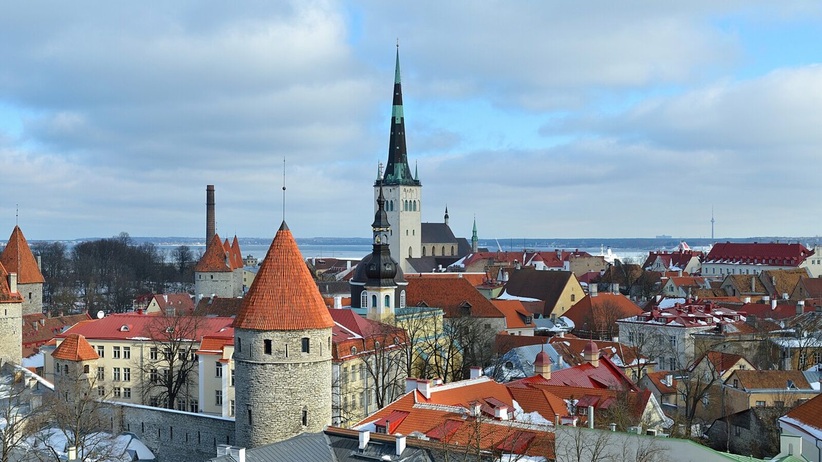 Old Town of Tallinn from Patkuli viewing platform. Includes the city walls