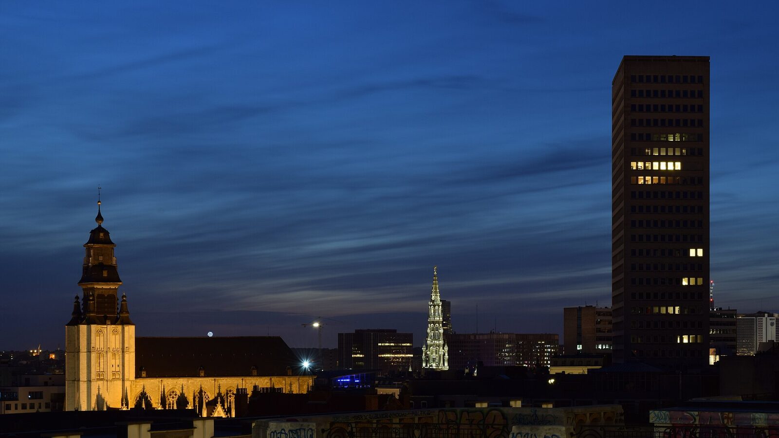 View of Brussels (Marolles, Chapelle, Sablon Tower) from Palais de Justice