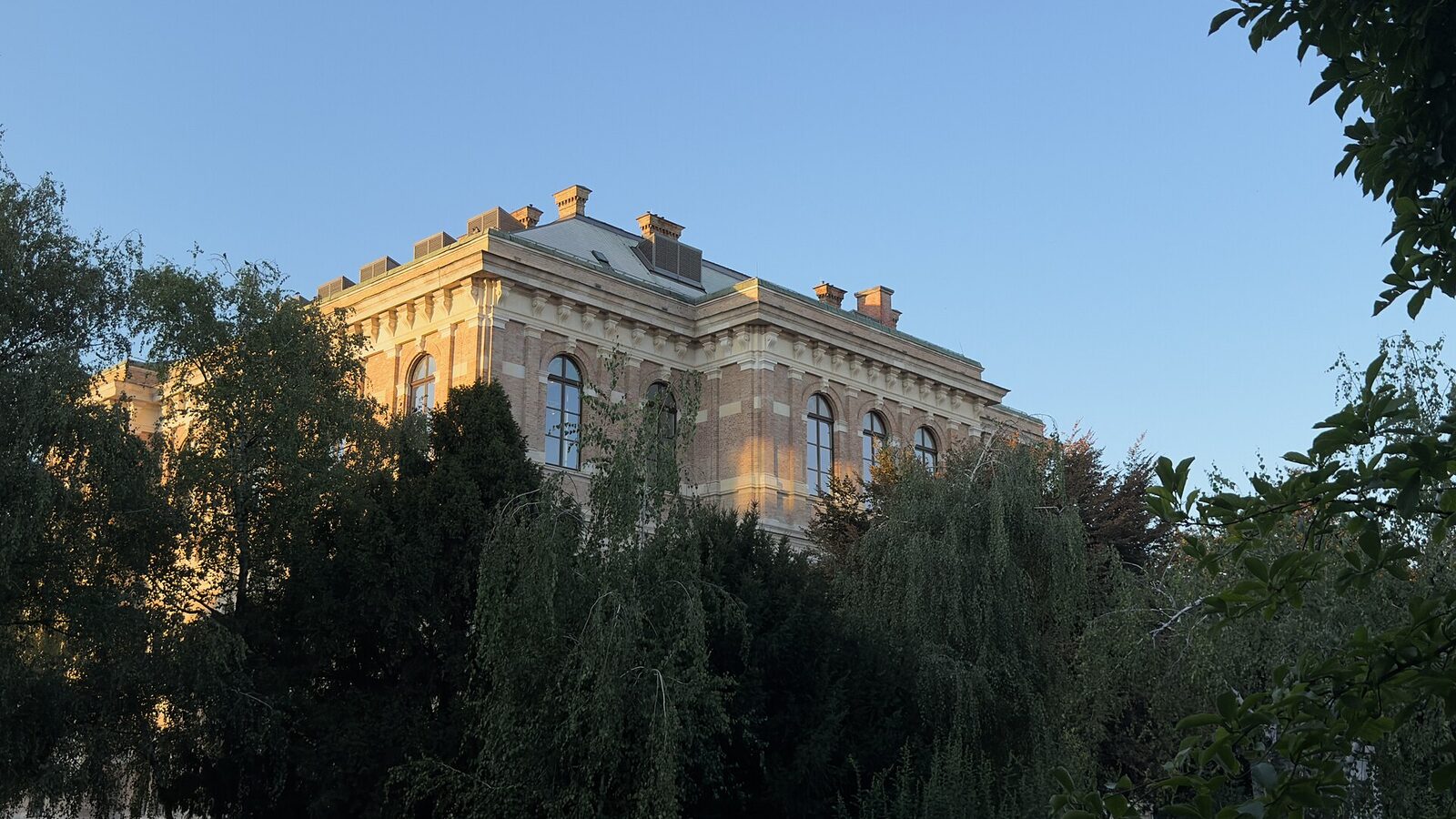 Building on Strossmayer Square at sunset Zagreb