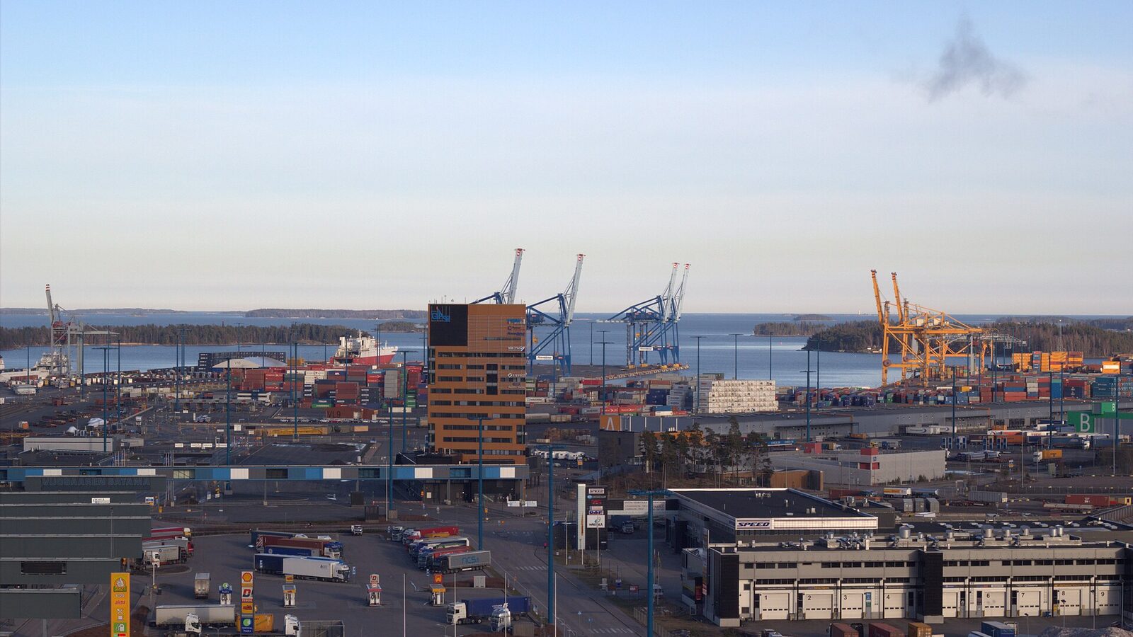 Vuosaari harbour in Helsinki. Picture was taken from top of the overlook place at Vuosaarenhuippu