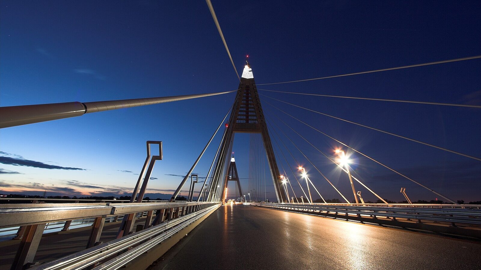 Megyeri bridge at dawn (before its planned opening), Budapest, Hungary