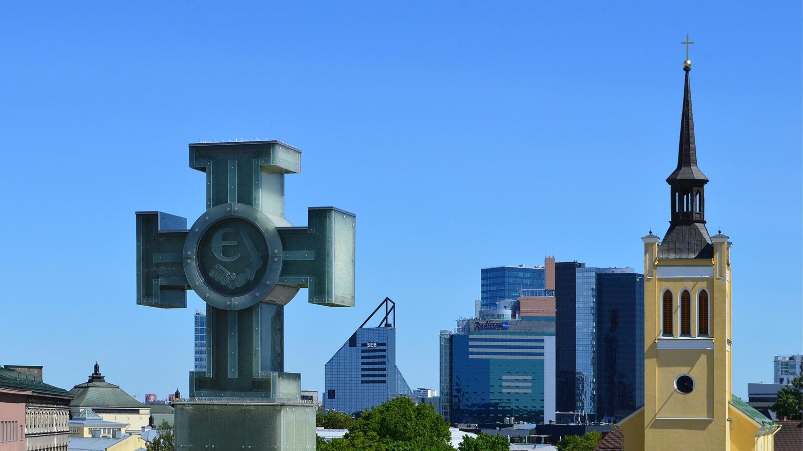 Tallinn Landmarks Cross of Liberty Skyline