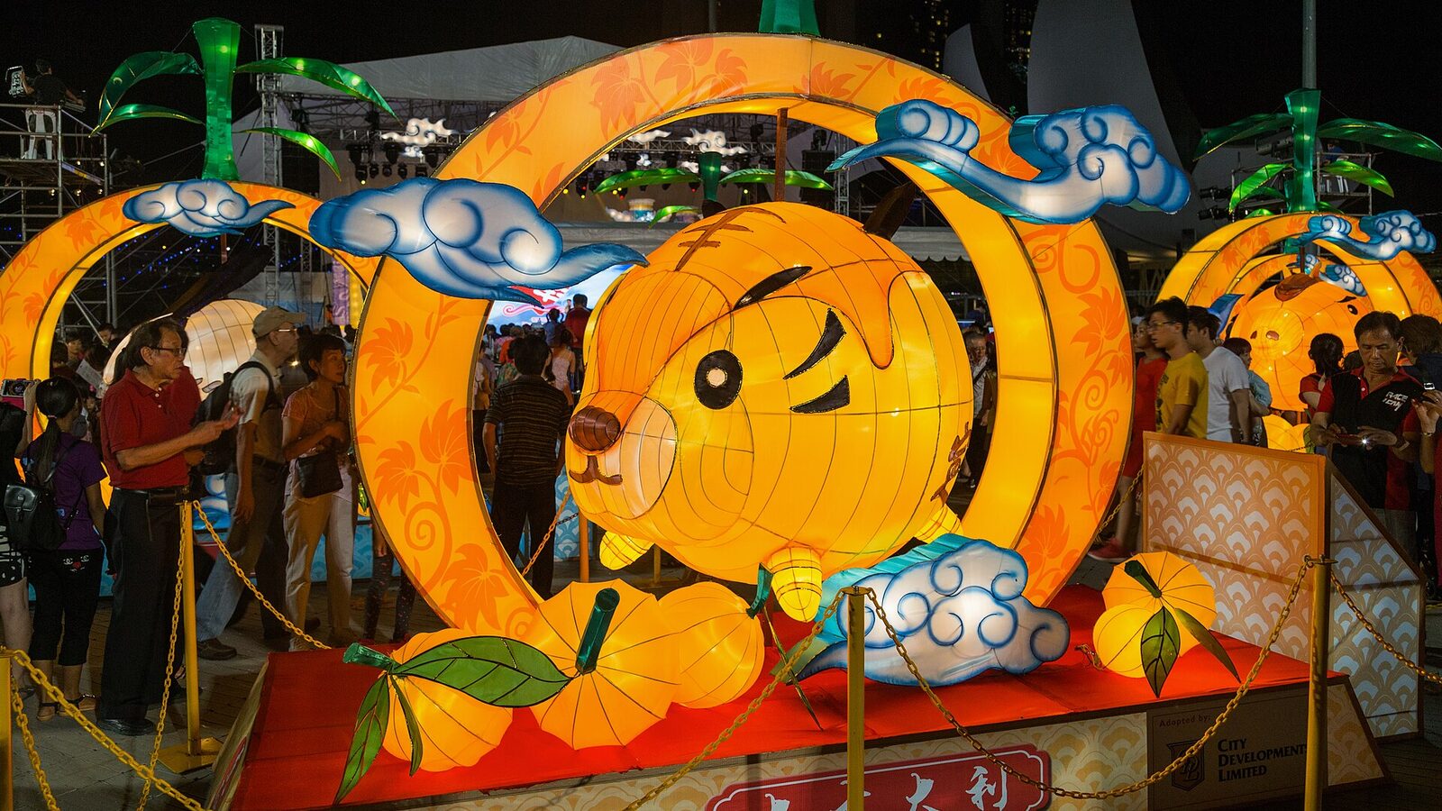Decorations on the occasion of Chinese New Year - River Hongbao 2016. Downtown Core, Central Region, Singapore