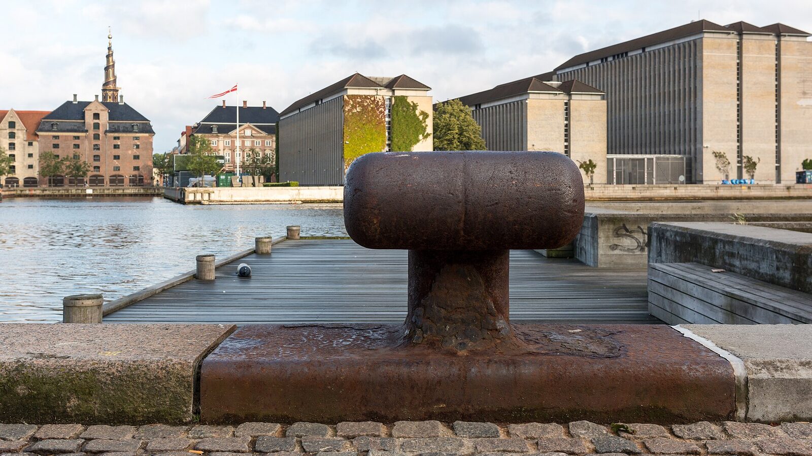 Bollard in the harbour, Copenhagen, Denmark