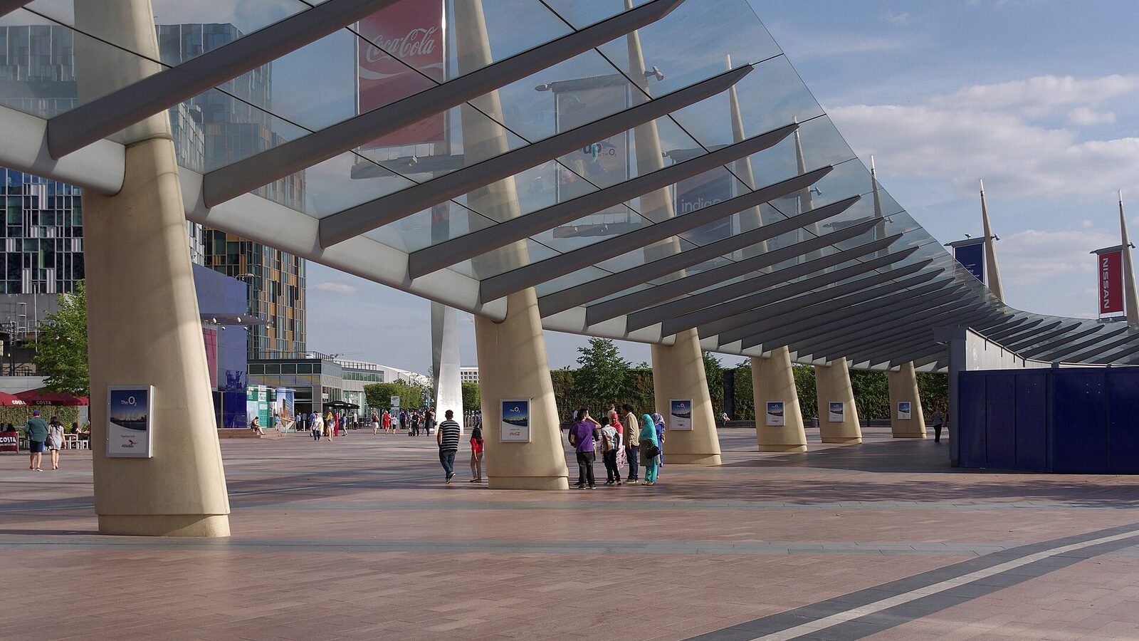 The walkway in the grounds of the Millennium Dome